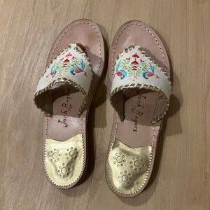 Jack Rogers Women's Embroidered Sandals Parrot 10